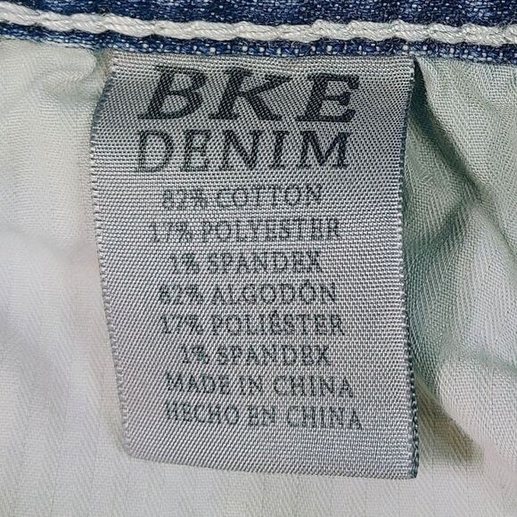 BKE Fulton Mens 31R Denim Blue Jeans Bootcut Medium Wash Thick Stitch Cowboy - Picture 15 of 16